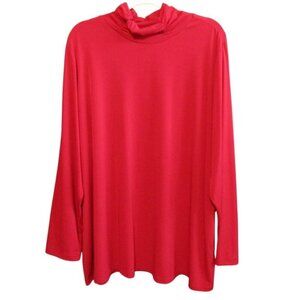 Susan Graver Liquid Knit Turtleneck Top Womens Size 3X Long Sleeve Red A299924